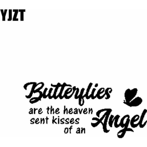 YJZT 20.5CM*9.3CM Elegant Butterfly Angel Beautiful Vinyl Decal Car Sticker Black/Silver C19-0534