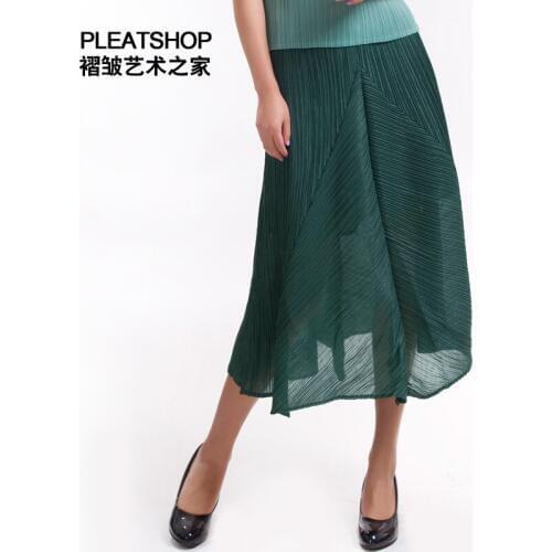 HOT SELLING Pleated medium-long miyake solid color light big skirt half-length skirt IN STOCK