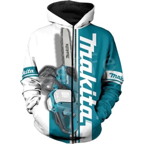 Chainsaw Worker Tool instrument Funny Tracksuit Fashion hoodies 3D Printed Casual Zipper Hoodies/Sweatshirts Men for Women