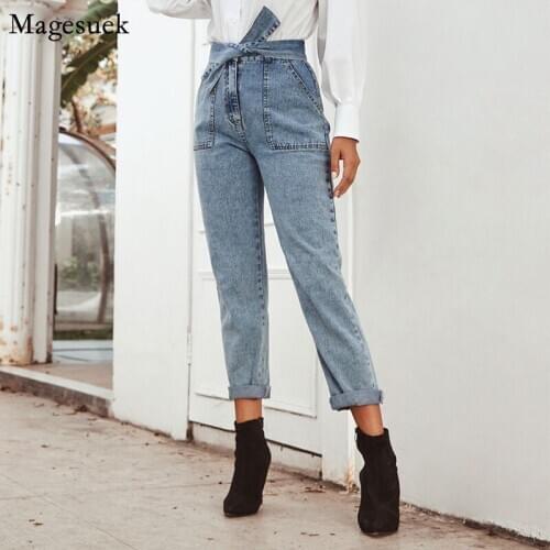 High Waist Jeans For Women Straight Women Jeans 2021 Autumn Casual Denim Trousers Vintage Blue Loose Office Jeans Women 10520