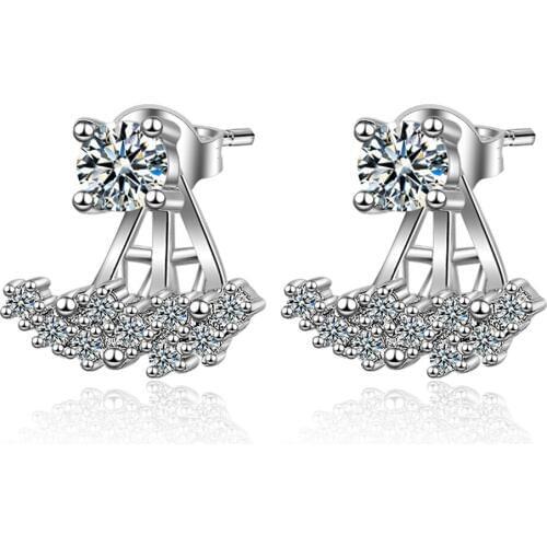 Women Stud Earrings 925 sterling silver Statement Bricnos Jewelry aaa Cubic Zircon Wedding Earring for Brides Accessory