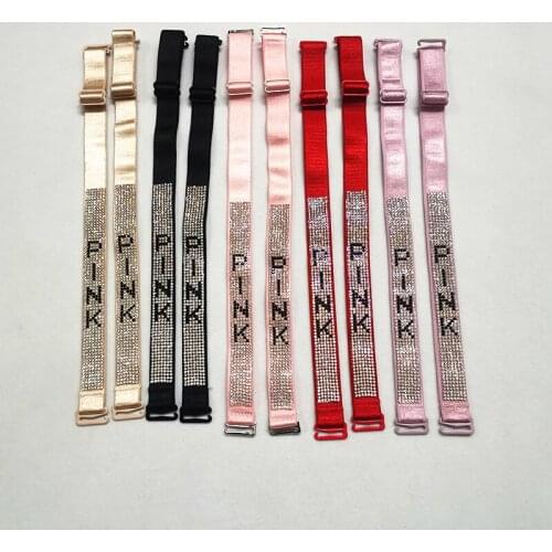 Womens diamond bra straps underwear accessories straps blingbling inlaid pink letters masonry diamond straps 1.8*35cm