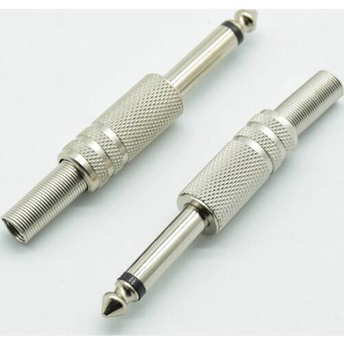 2pcs 6.35mm / 6.5mm 2Pole Mono Amplifier Plug 6.35 / 6.5 Metal Microphone jack plug-in Audio Connector for KTV