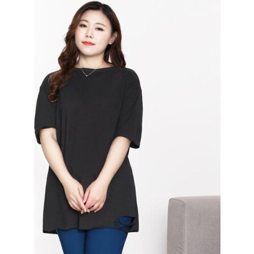 4XL To 10XL Plus Size Women Tops Solid Woman Summer Shirts Woman Blouses Casual Blusas Mujer De Moda Black