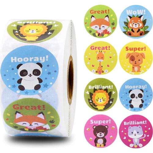 500pcs Teacher Reward Stickers Cute Animal Stickers School cartoon Stickers for Students kids encouragement word