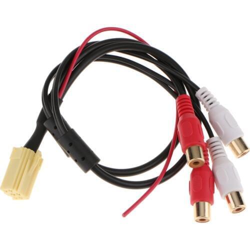 Aux Mini 6Pin ISO Adapter 4 RCA Cable for Blaupunkt VW Audi Seat Skoda Ford