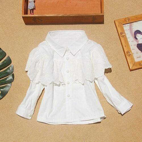Girls blouse 2019 Autumn kids clothes children clothing school girl ruffle blouse cotton child shirt princess lace top 2-16Y