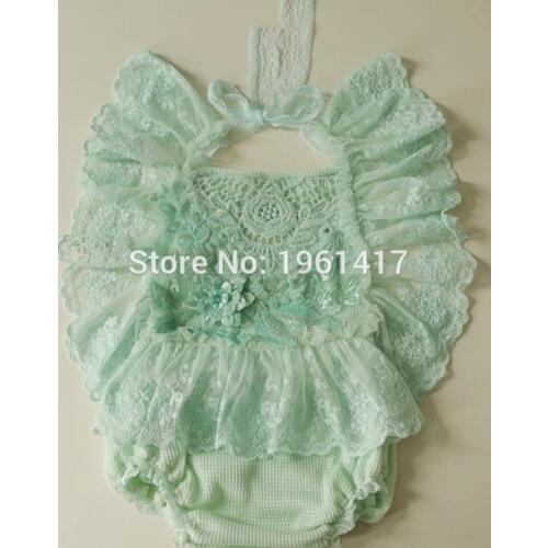 Baby Photography Props Lace Costume Newborn Baby Romper Headband Infant Outfit Girls Rompers LS0009