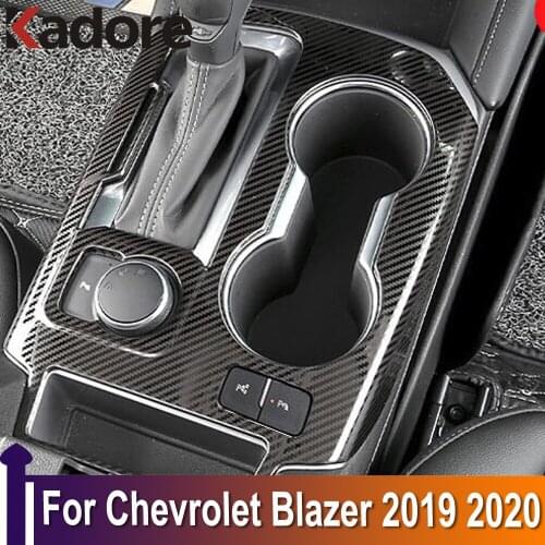 For Chevrolet Blazer 2019 2020 Interior Accessories Carbon Fiber Gear Shift Panel Cover Water Cup Cover Trim Car Styling LHD