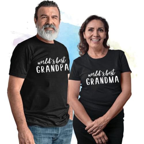 GrandMA GrandPA T Shirt Words Best Grandpa/grandma Graphic Tshirt Casual Short Sleeve Grandma Grandpa Matching T-Shirts