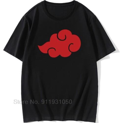 Cotton Novelty Hipster Akatsuki White Line Nice Men T-Shirt O Neck Tee Fashion Red Cloud Print Graphic Tshirt Funny Tops