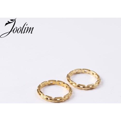 Joolim High End 18K Gold PVD Fashion Symple chain Rings for Women Stainless Steel Jewelry Wholesale