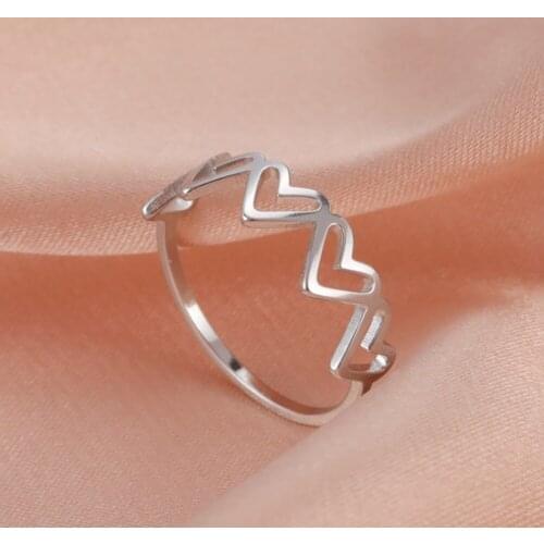 Cazador Wedding Anniversary Hollow Heart Rings Couple Lover Gifts for Women Stainless Steel Jewelry Minimalist Rings New 2021