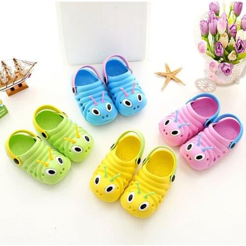 Summer Slippers Toddler Baby Boys Girls Caterpillar Antiskid Kids Shoes With Baotou Slides Sandals Cute Cartoon Beach Flip Shoes