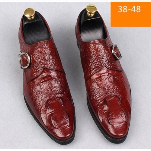 Mazefeng Mens Crocodile Dress Leather Shoes Lace-Up Wedding Party Shoes Mens Business Office Oxfords Flats Plus Size 38-48 2020