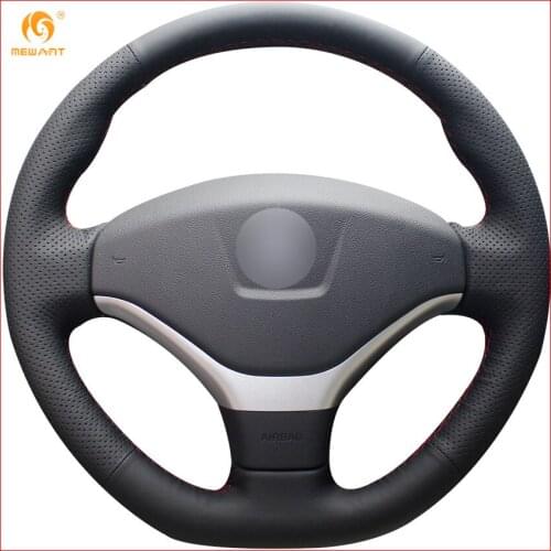 MEWANT for Peugeot 308 2012 2013 2014 Black Artificial Leather Auto Steering Wheel Covers Accessories Parts