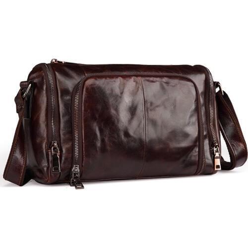 KUNDUI Multifunction real Retro oil wax Genuine leather messenger business men bags man briefcase shoulder Business travel bag