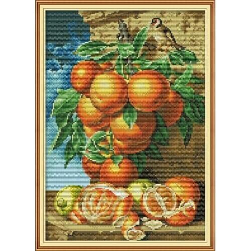 Orange cross stitch kit aida 14ct 11ct count print canvas cross stitches needlework embroidery DIY handmade