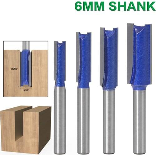 4 PCS 6mm Shank Straight Woodworking Router Bit Set Carpenter Milling Cutter Wood Cutters Grooving Slotting Woodworking Tool