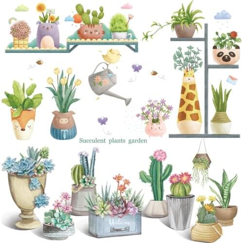 Potted Cactus Wall Sticker Bedroom Living Room Background Decoration Art Decasl Home Removable Self-adhesive Stickers