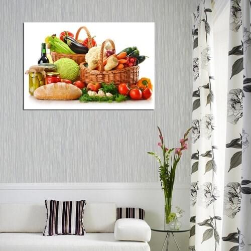 Fruit Vegetable Food In Basket Wall Art Canvas Nordic Posters Prints Painting Oil Wall Pictures Kitchen Living Room Home Decor