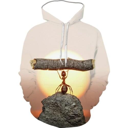 2021 New MenS And WomenS Hoodie 3d Color Printing Hardworking Ant Series Round Tie Cap Long Sleeve Autumn And Winter Sportswea