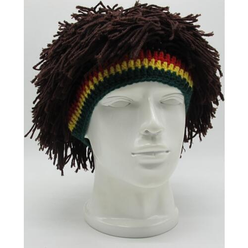 Unisex Novelty Knit Handmade Wig Braid Hat Men Funny Jamaican Bob Marley Reggae Cap Rasta Beanies Cool Tassel Hair Accessories