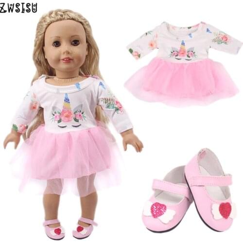 Doll Clothes Bow Tie+Dress+Shoes 14 Styles Available For 18 Inch American&43 Cm Born Doll Generation Christmas Baby Girl`s Toy