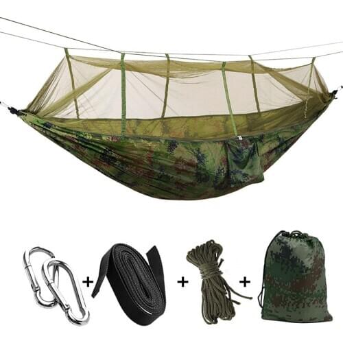 Hammock tent Automatic Quick Open Anti-mosquito Hanging Bed Outdoor Single and Double Parachute Hanging Bed with Mosquito Nets
