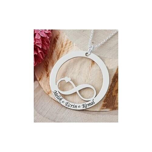 Gift Name Ring Infinity Silver Necklace
