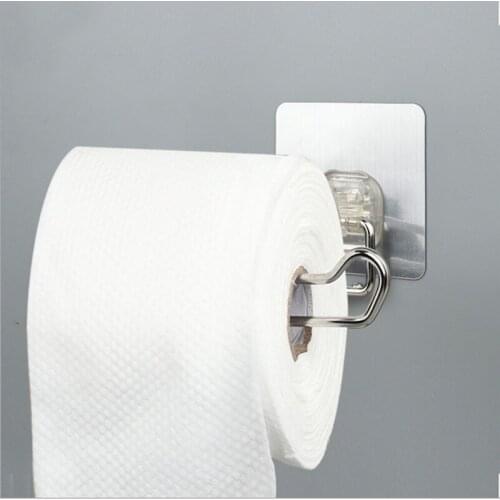 Toilet Paper Stand Storage Self Adhesive Standing Paper Towel Roll Holder Stainless Steel for Office, Bathroom, Kitchen