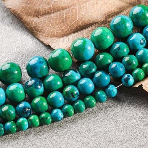 1 Strand 6mm 8mm 10mm 12mm Fancy Green Semi-precious Round Phoenix Spacer Natural Stone Beads for DIY Bracelets Jewelry Making