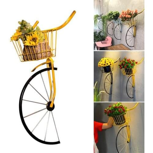 Retro Cycle Decor With Basket Wall Mounted Design Durable Long Lasting Easy To Operate For Home Coffee Décoration De Jardin