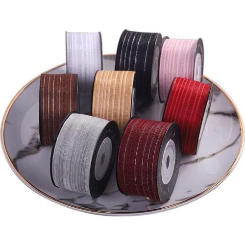 10yards/roll Silver Pinstripe Organza Stain Ribbon for DIY Crafts Hair Accessories Bow Handmade Gift Cake Box Packing Supplies