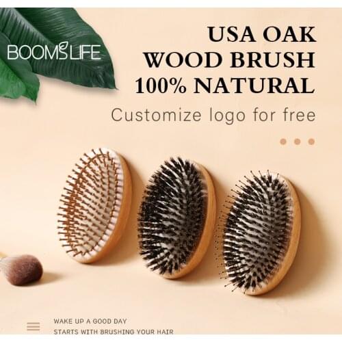 OAK Wood Hair Brush Wood Bristle Hair Brush Boar Bristle Hair Brush Vent Round Imperial Concubine Comb Single Piece Wood Brush