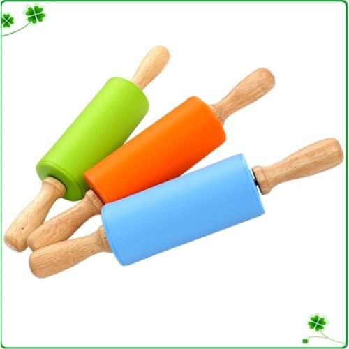 Non-Stick Silicone Rolling Pin WoodenHandle Cake Baking Cooking Roller Tool Pastry Dough Flour Roller Kitchen Rolling Pin Crafts