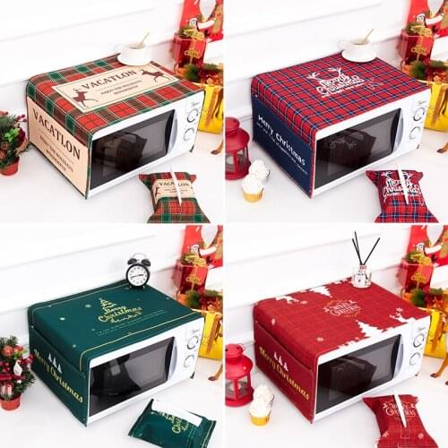 Nordic style Cotton and hemp Christmas grid Microwave oven dust cover Cobertura para beterraba Cubierta de polvo para horno