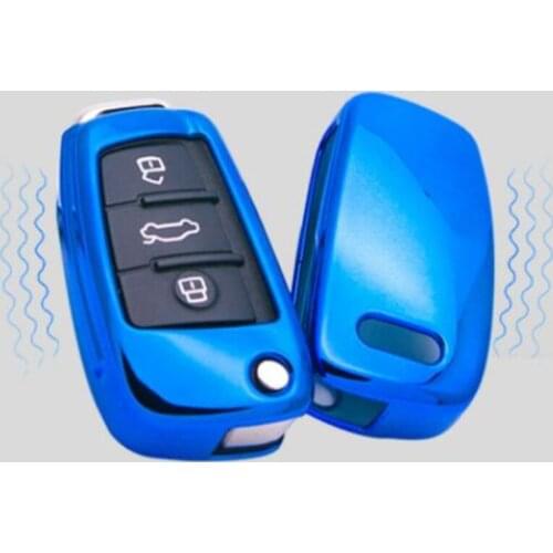 For Audi A1 A3 Q3 S3 S5 S6 R8 Q5 A6 Opening folding TPU soft glue Car Key Case Cover Shell