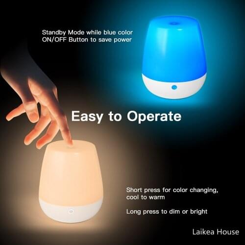 LED Dimmable Rechargeable Night Light 5W Plastic PC 9X9X10CM Built-In Lithium Battery Lighting 3 Kinds Of Color Bedroom Lights