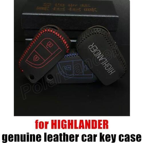 Only Red Only Red Hand sewing car key cover car styling car key case fit for for TOYOTA RAV4 HIGHLANDER genuine quality leather