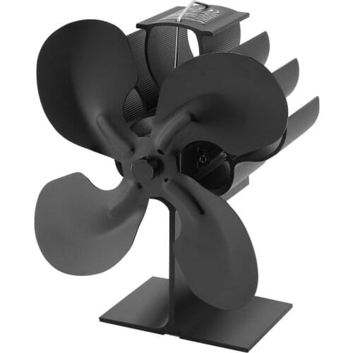 Black Fireplace 4 Blade Heat Powered Stove Fan komin Log Wood Burner Eco Friendly Quiet Fan Home Efficient Heat Distribution