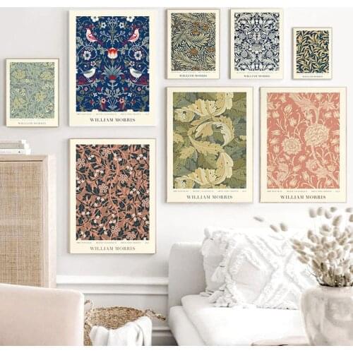 William Morris Leaf Flowers Plants Retro Wall Art Canvas Painting Nordic Posters And Prints Wall Pictures For Living Room Decor
