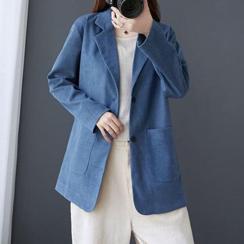Plus Size Women Casual Blazer Coats New Arrival 2020 Autumn Korean Simple Style Solid Color Loose Ladies Elegant Jackets S2262