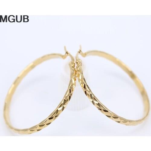 Gold Color Round Hoop Earring for Women Stainless Steel Trendy Jewelry wholesale Earings Women Accessories LH728