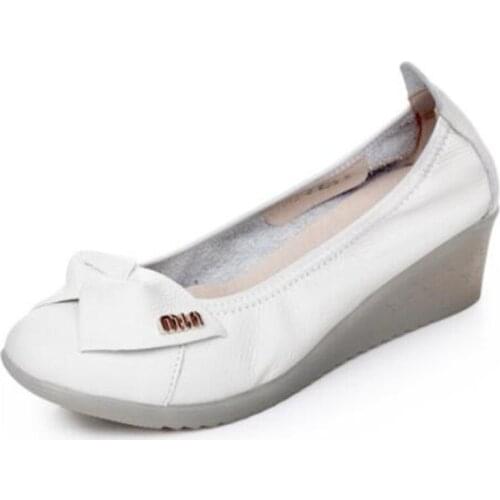 ZXRYXGS Brand Shoes Casual Soft Cow Leather Shoes Women Shoes White Nurse Hollow Sandals 2021 Spring Summer Wedges Fashion Shoes