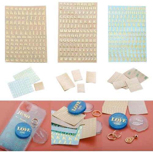 4/6Pcs 2-9mm Shiny Alphabet Sticker Adhesive Letters Stickers Gold Silver Epoxy Resin Filler For DIY Silicone Molds Craft Making