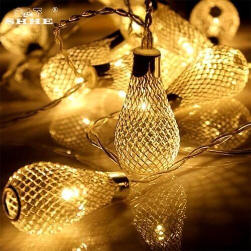 20 LED Battery Powered Water Drop String Lights LED Fairy Light Wedding Christmas Party Festival Outdoor Indoor Garland Lighting
