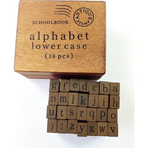 4set /lot Vintage DIY Multi Purpose Alphabet Letter Schoolbook Stamp Set Wood Rubber Stamps Set Wooden wholesale