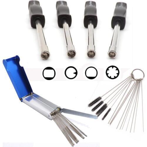 4Pcs Carburetor Adjustment Tool Carb Adjusting Screwdriver + Cleaning Needles Tools for ZAMA WALBRO Splined Double D Pacman