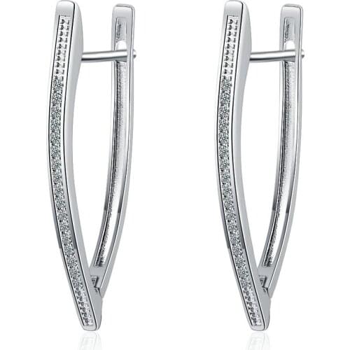 925 Sterling Silver Zircon Irregular Geometric Charm Stud Earrings For Women Girls Wedding Party Jewelry Pendientes eh760